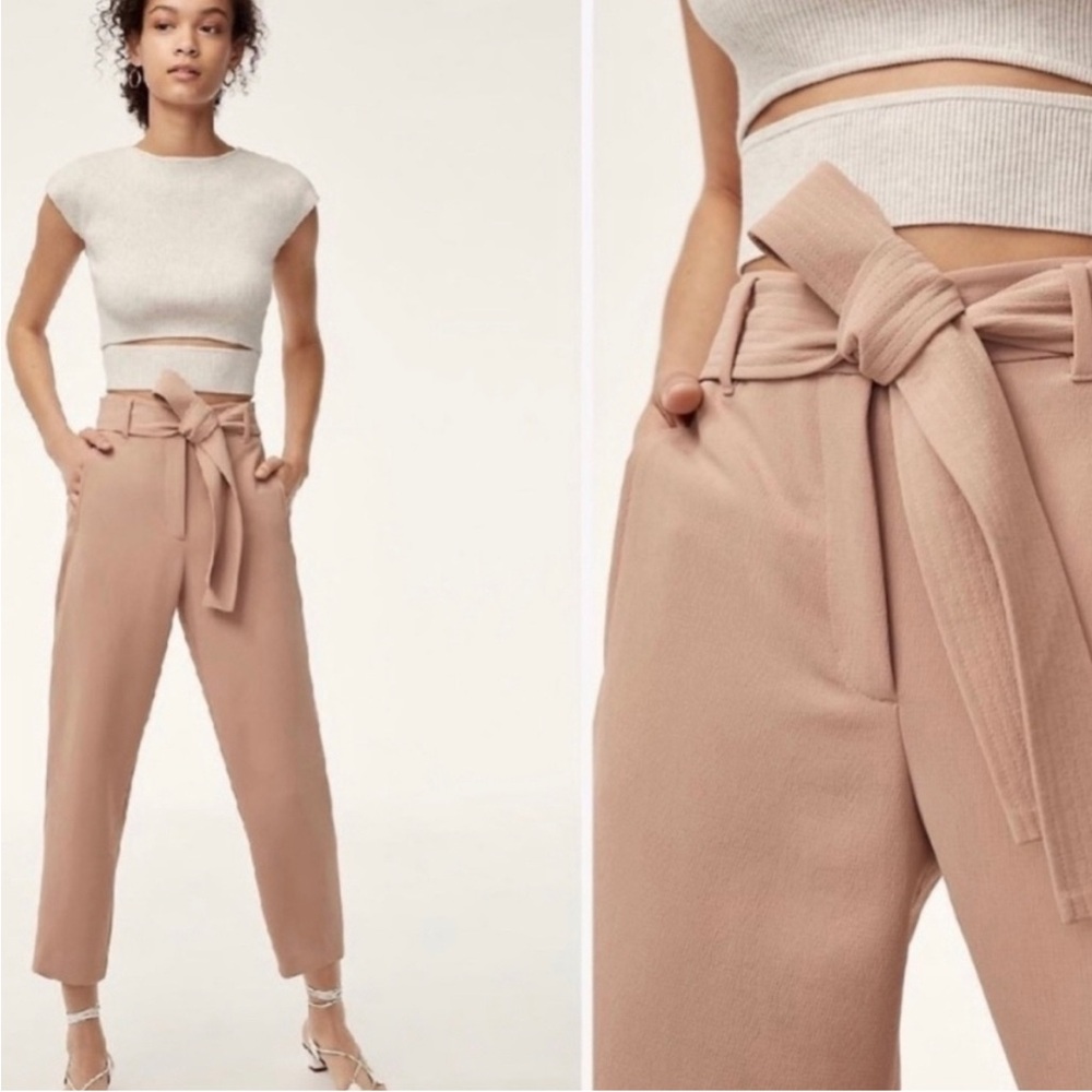 Aritzia Wilfred Tie-Front Pant in Roebuck Pink, size 10 fits more like a medium